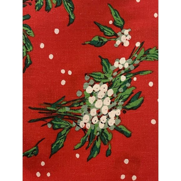 Tablecloth 60" x 82"  Red Background with White Flowers and Dots - Rectangle - Picture 1 of 5